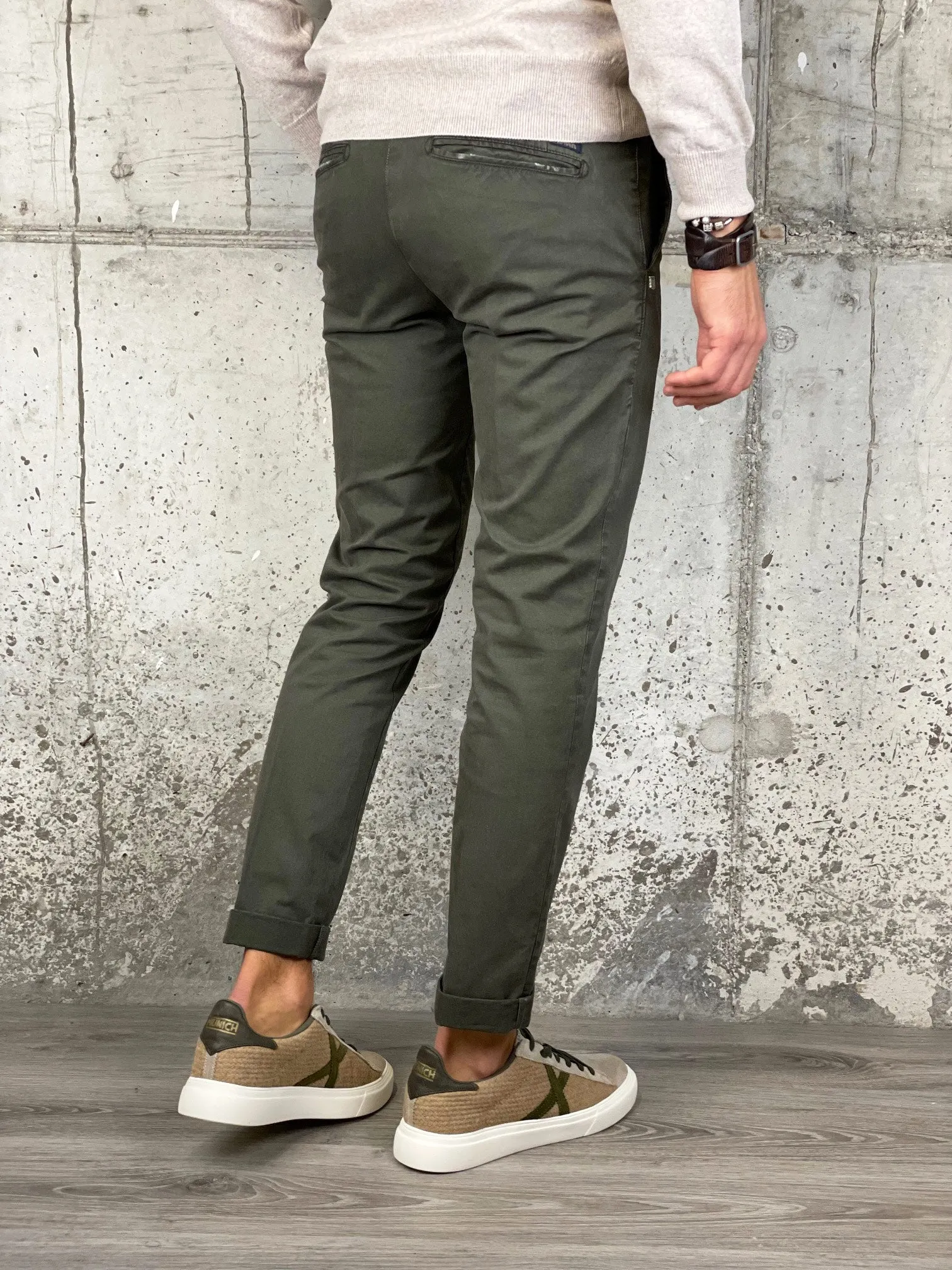 40Weft Pantalone Billy 1026 Lavato Verde Bosco