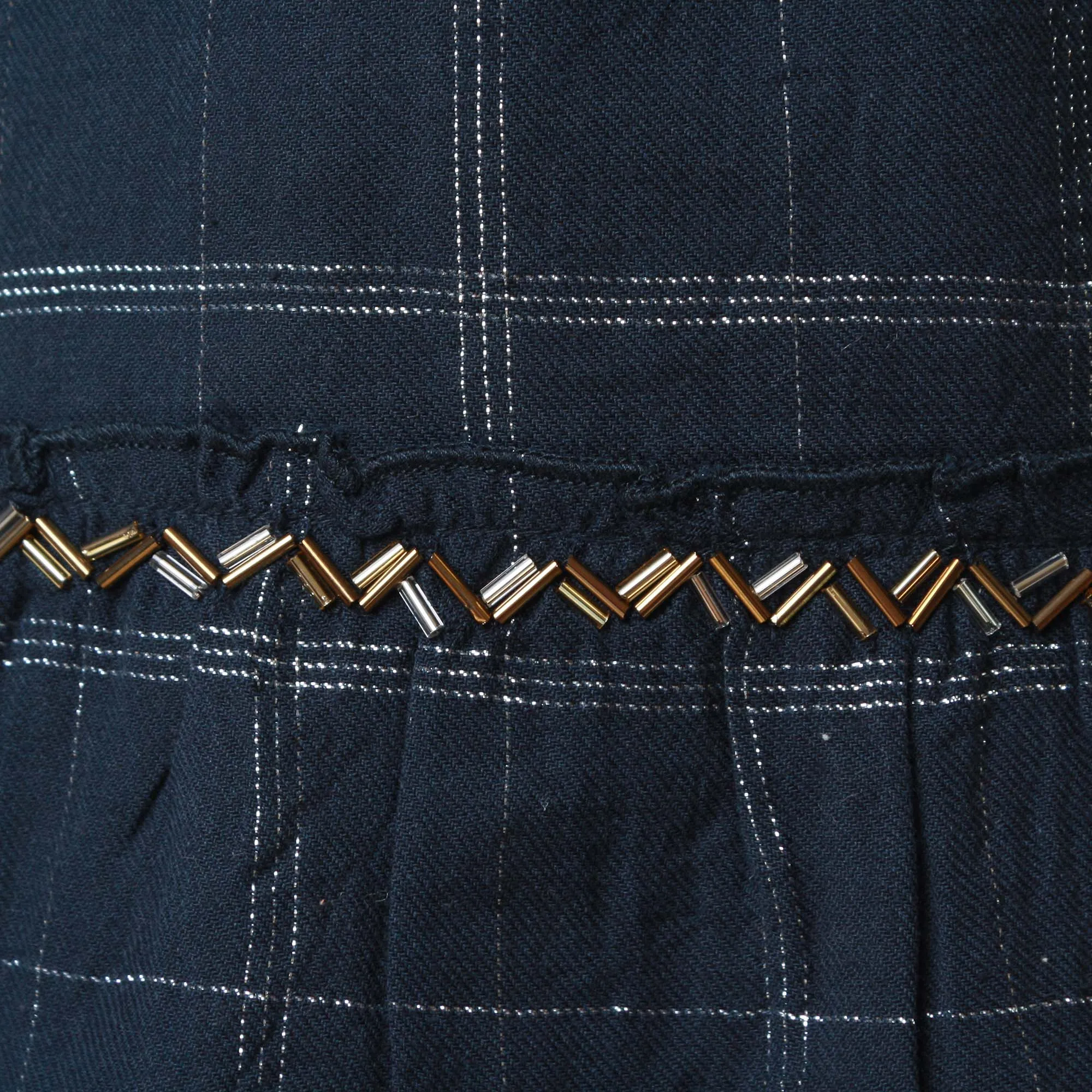 Abito In Twill A Quadri Blu Notte