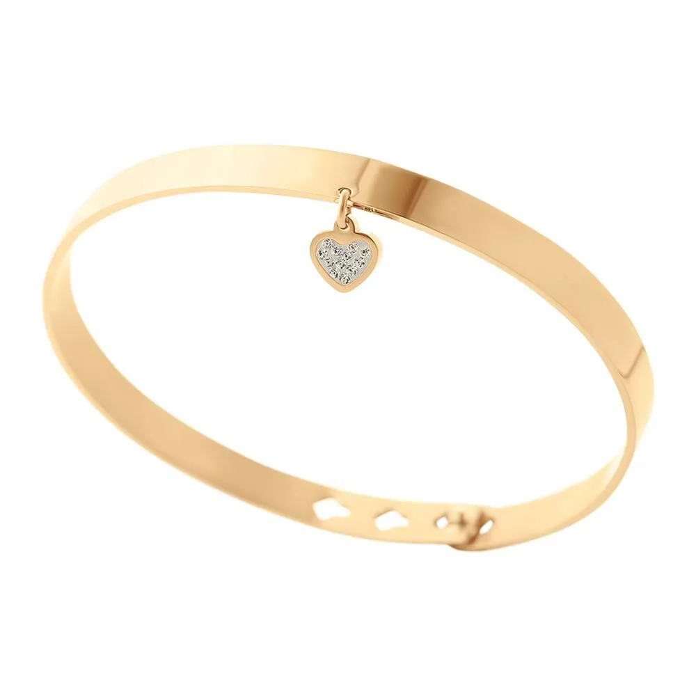 Bangle Lady Message Acciaio Dorato Cristallo Bianco 1681716