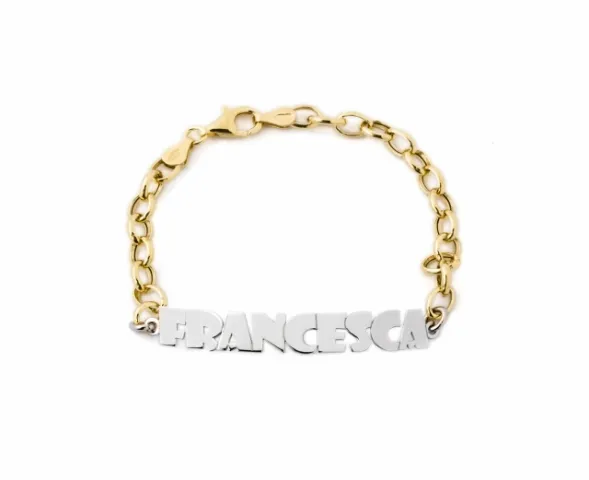 Bracciale My Charm in argento 925% bianco e giallo personalizzabile con nome