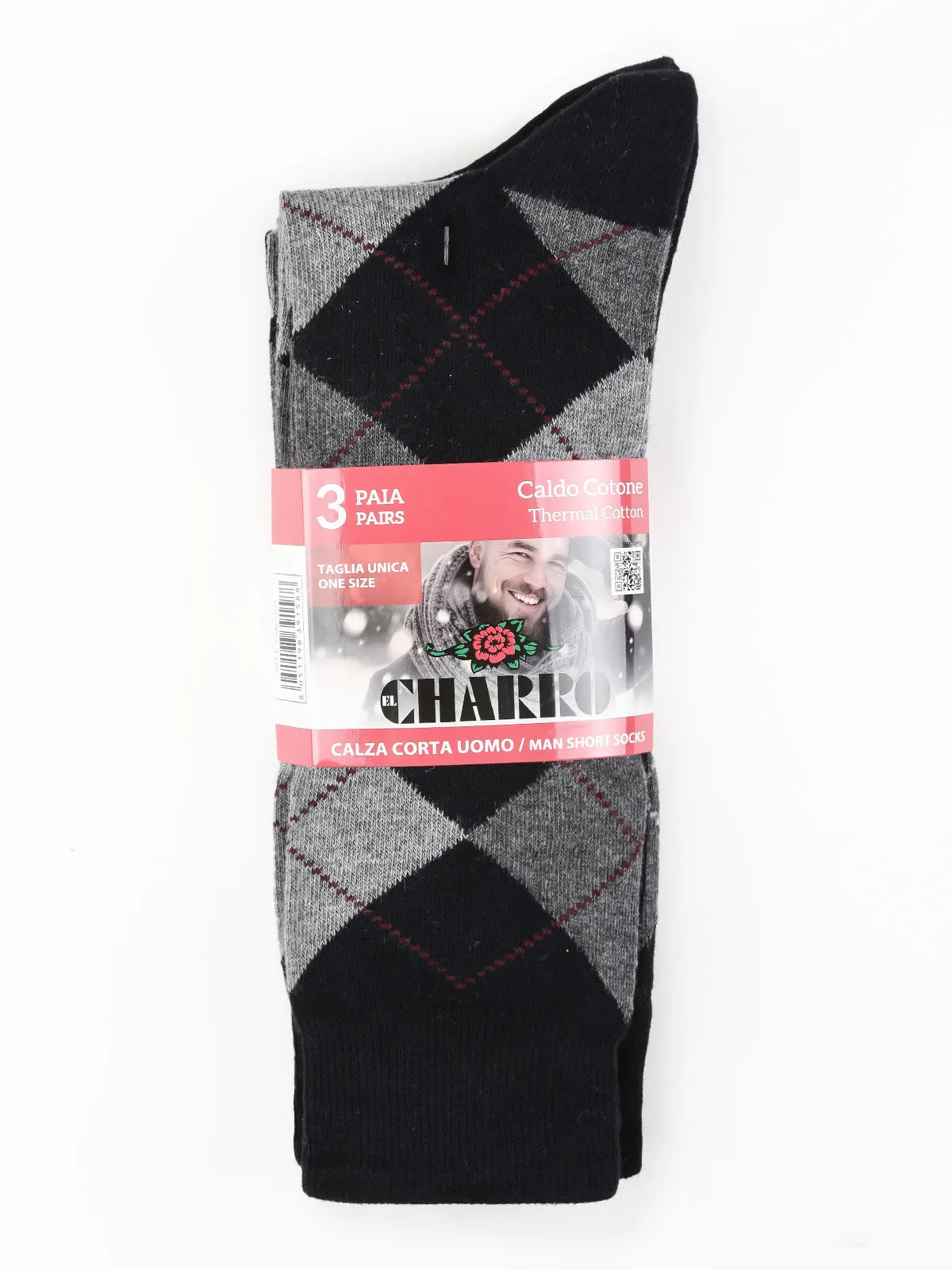 Charro Kurze Socken für Herren aus warmer Baumwolle  3 Paar