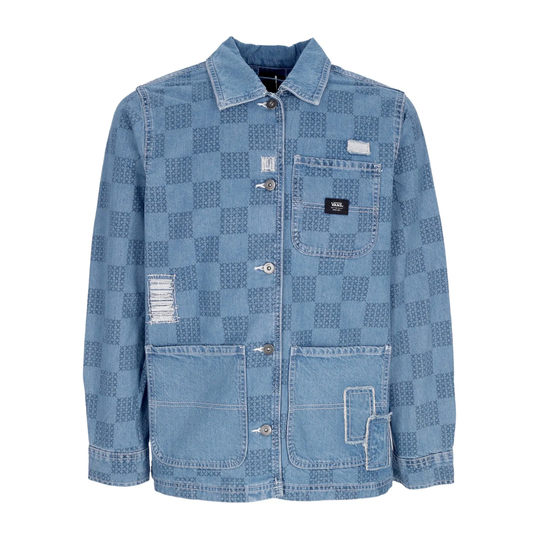 Giubbotto Jeans Donna W Mended Check Denim Printed Jacket Denim Stone