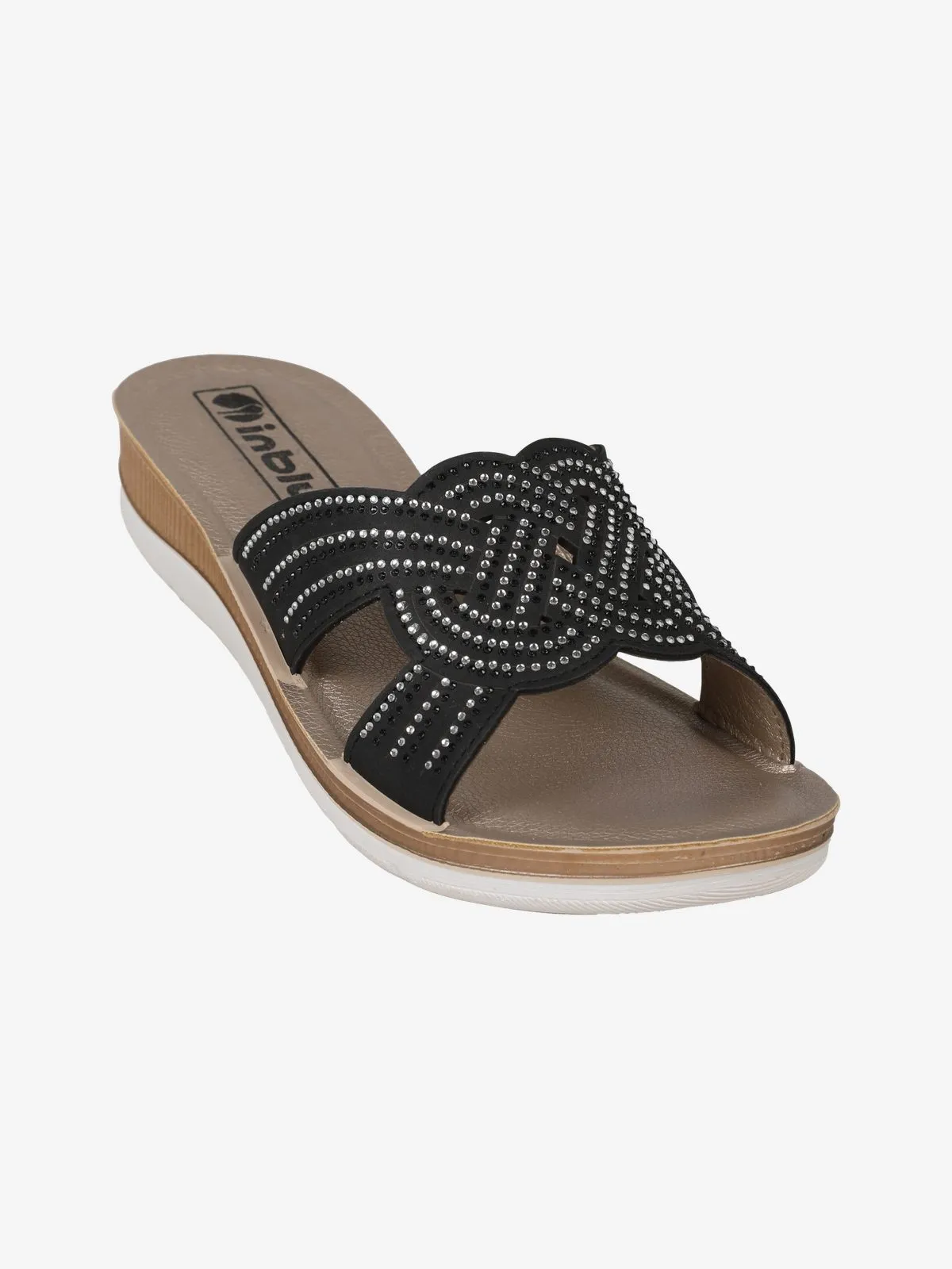 Inblu Chaussons femme avec strass et compensé