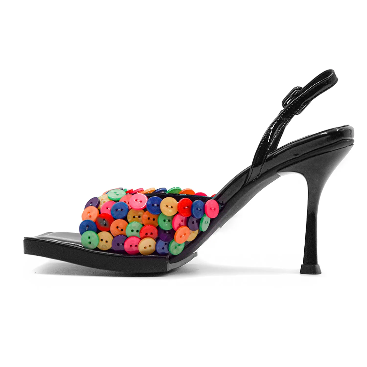 Jeffrey Campbell Sandali Buttoned Nero Donna Con Bottoni Colorati