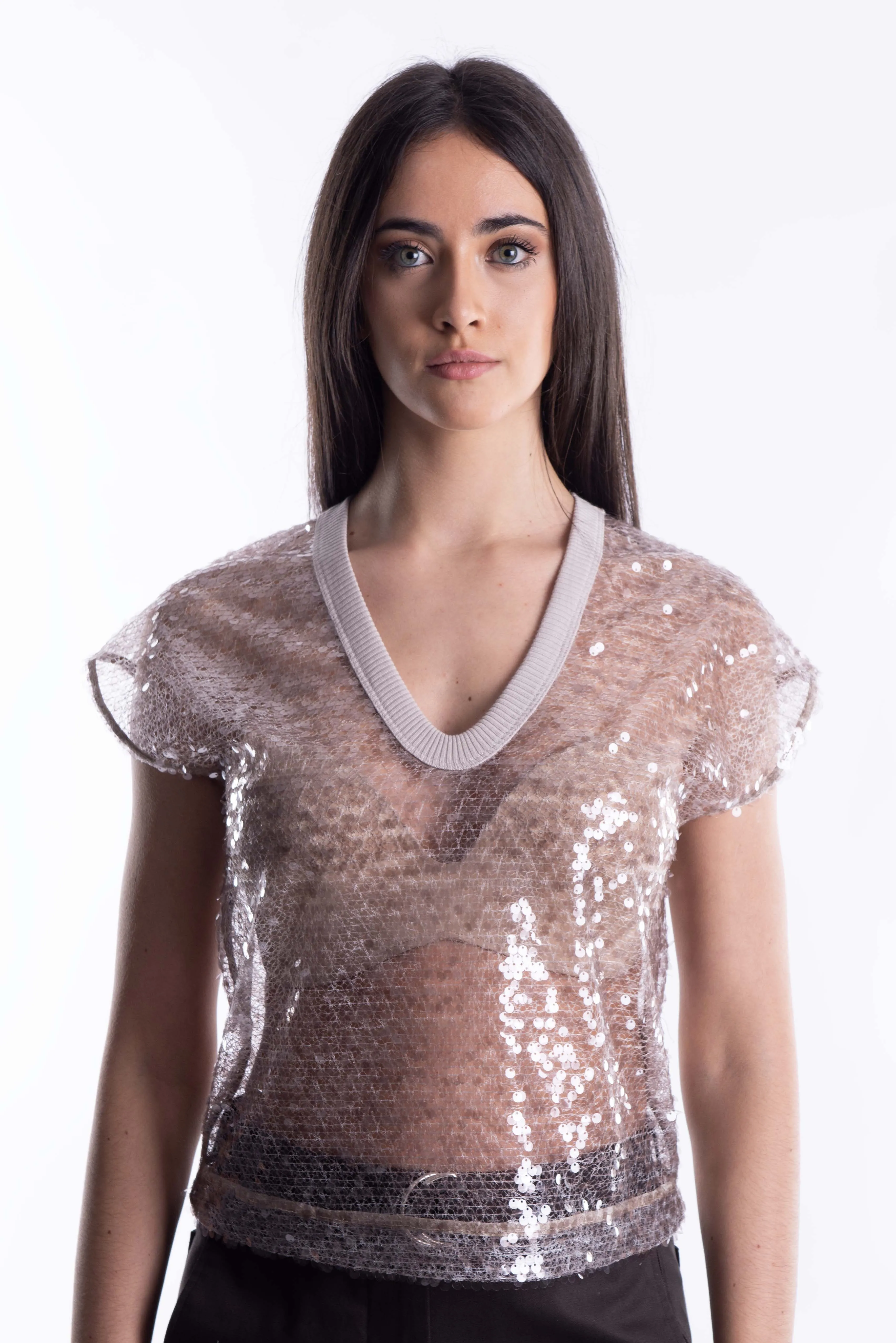 Maglia Beige Trasparente
