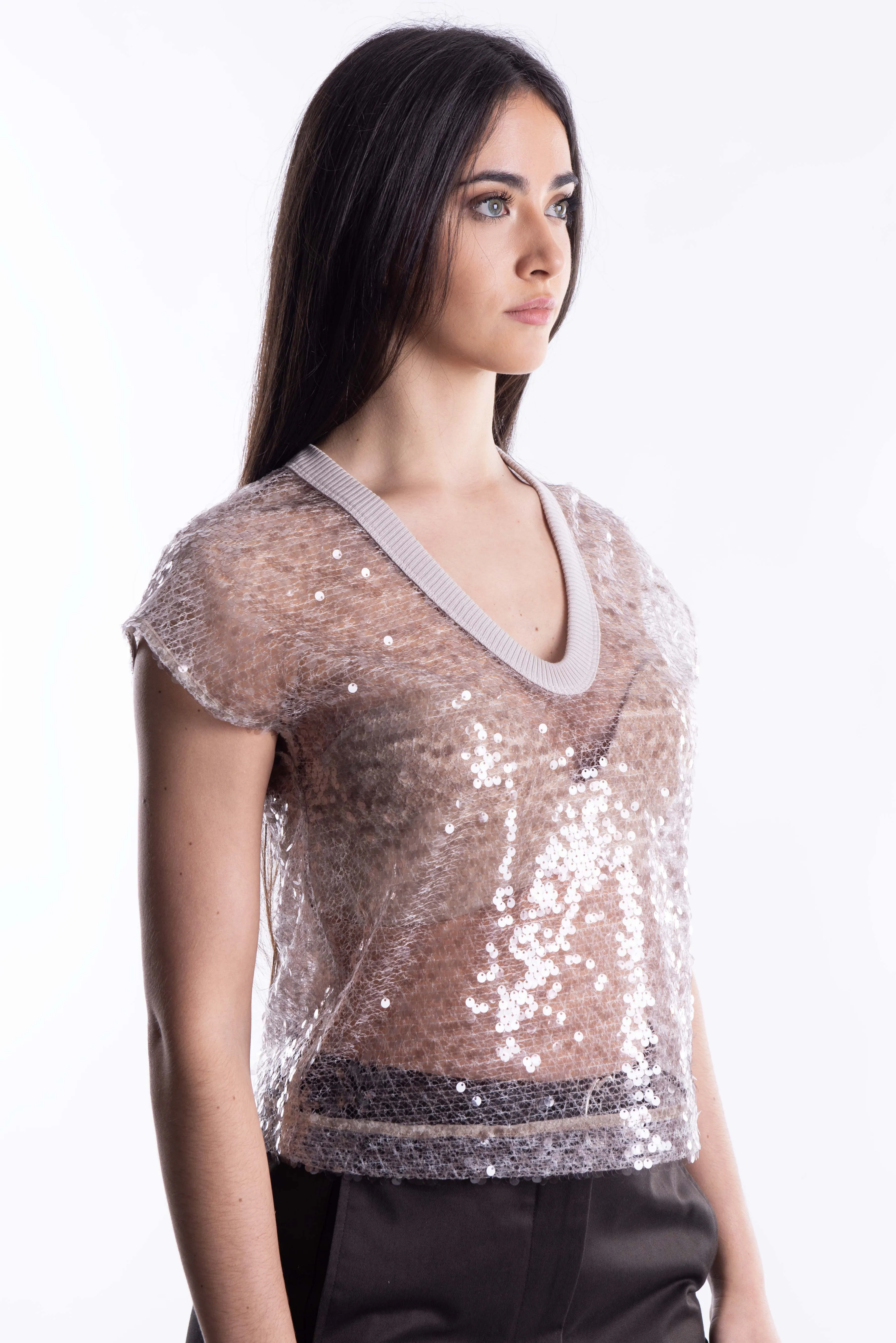 Maglia Beige Trasparente