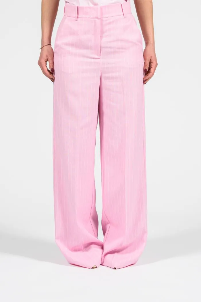 Pantalone largo gessato
