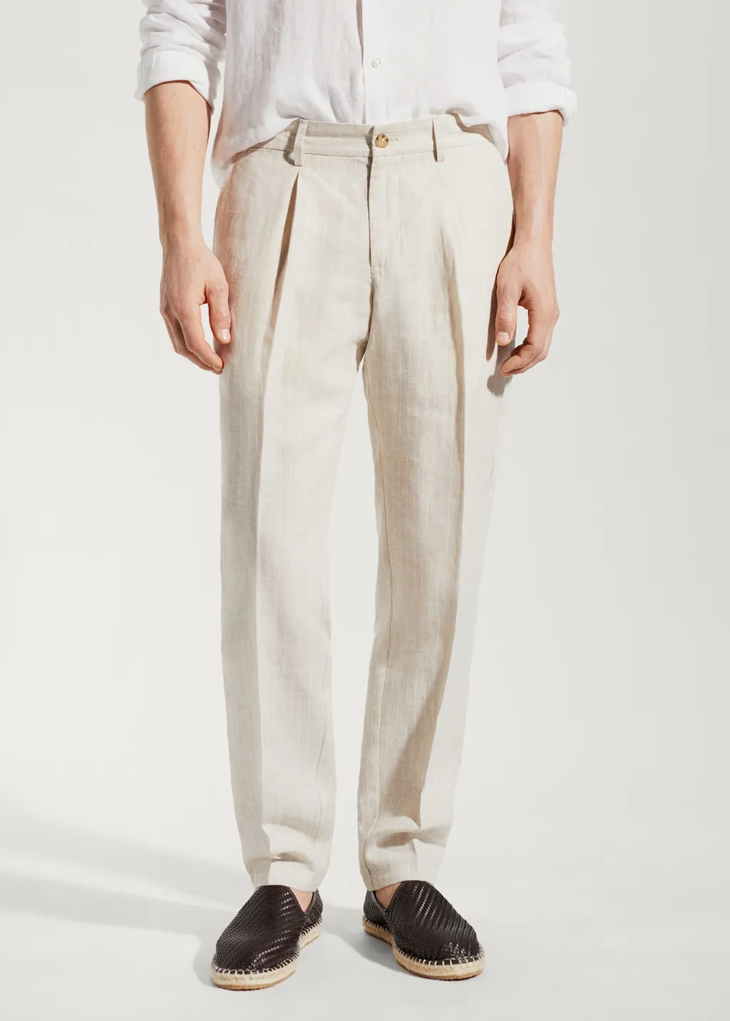 Pantaloni lino gessati