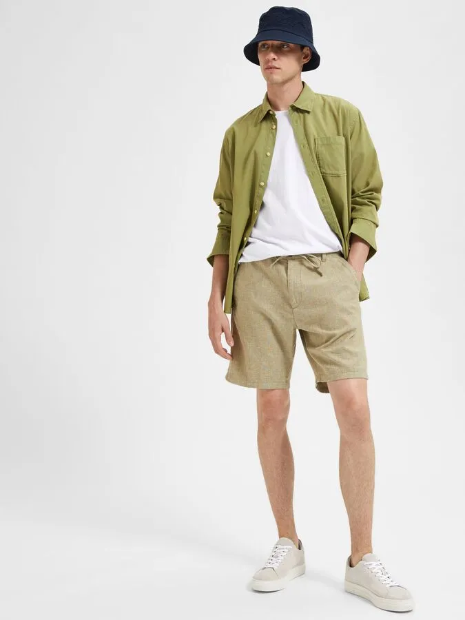 Shorts in Selected Linen Blend / Green