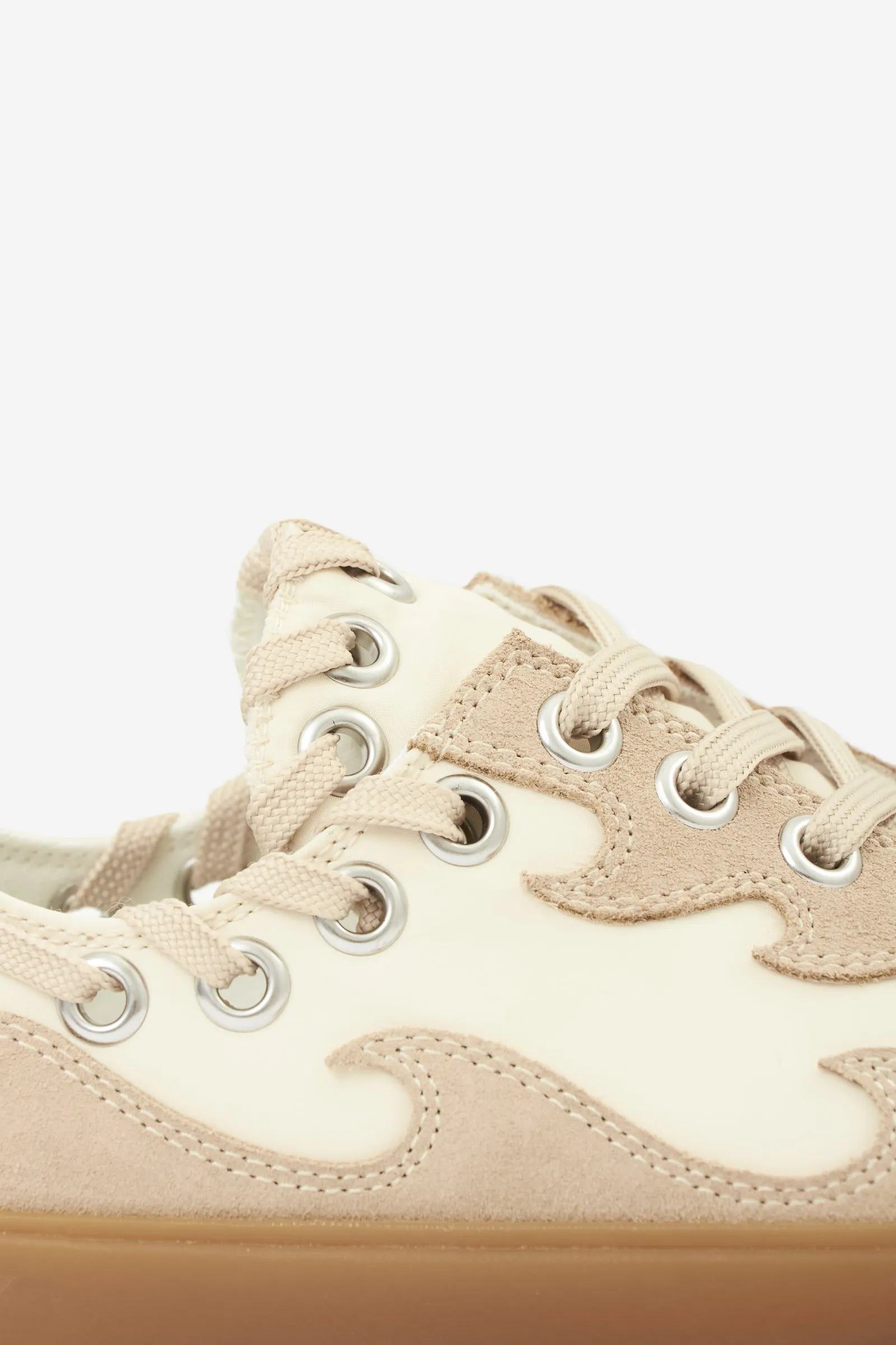 Sneakers WAVY APPLIQUE in pelle beige