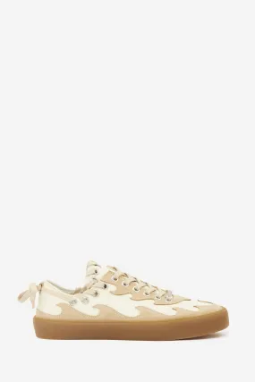 Sneakers WAVY APPLIQUE in pelle beige