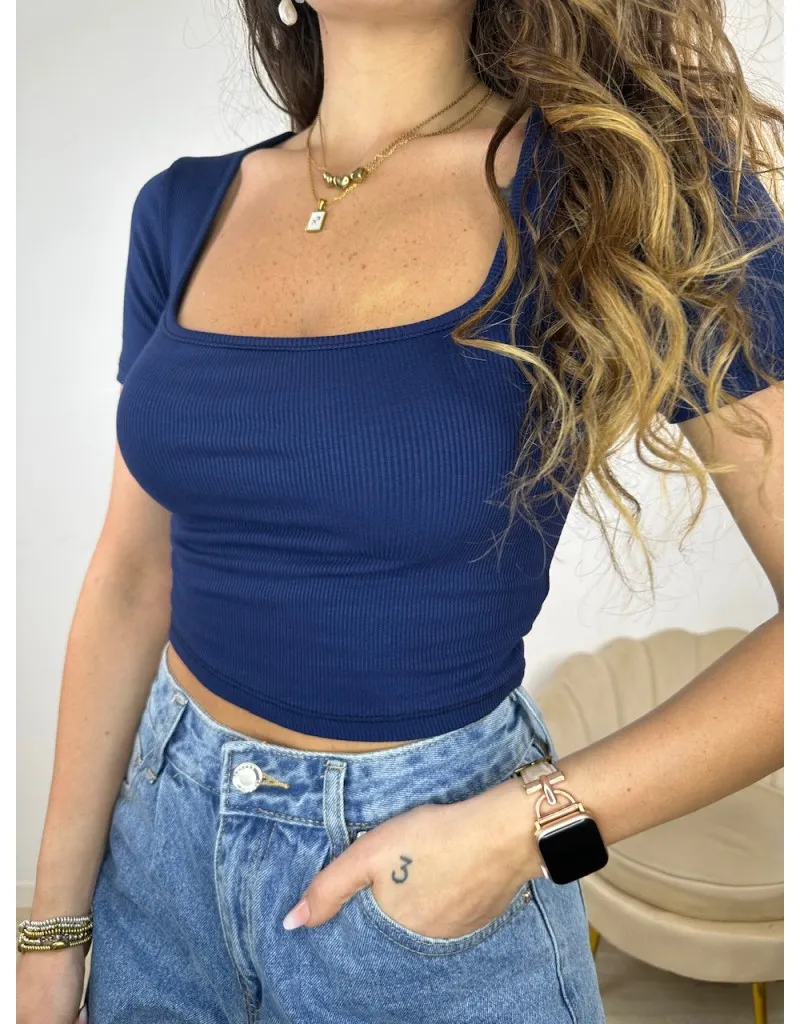 T-SHIRT CROP FELY BLU