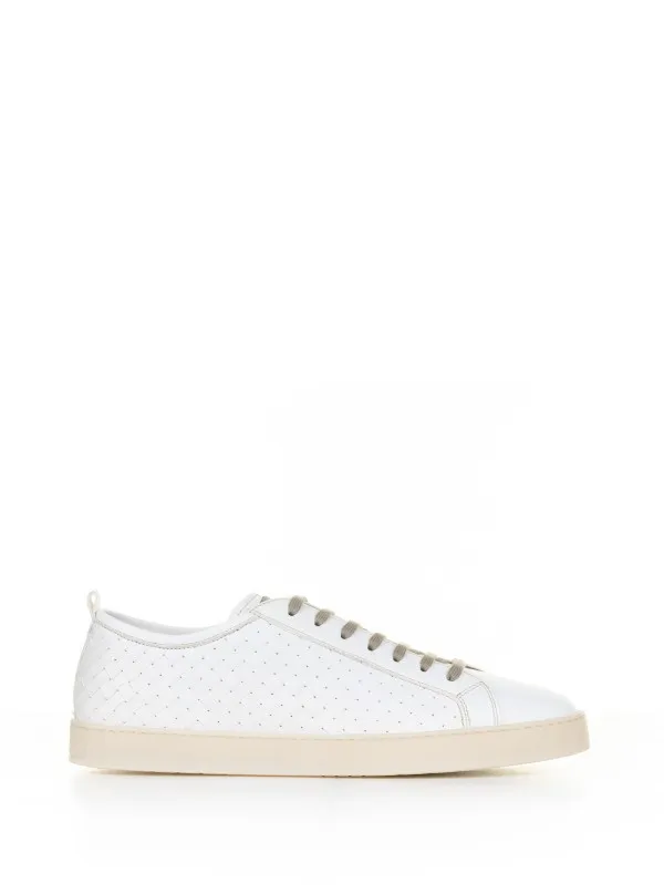 White woven leather sneaker