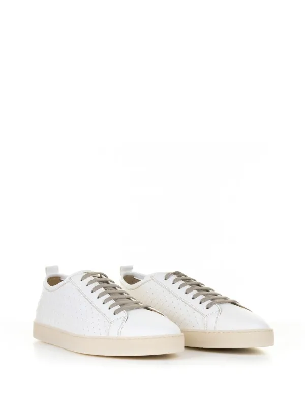 White woven leather sneaker