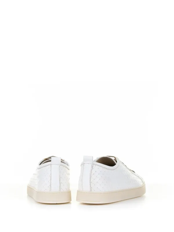 White woven leather sneaker